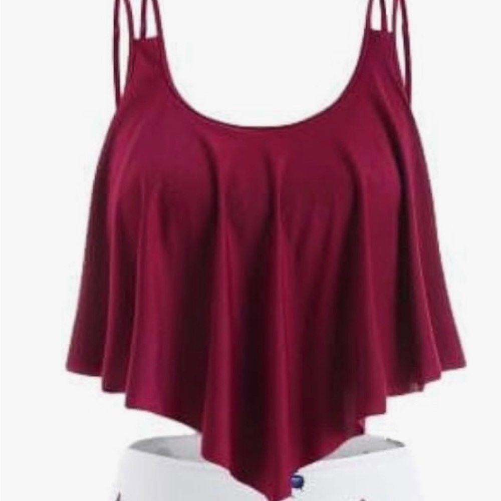 Rosegal Plus Size Women Tankini Swimsuit Flounce Overlay Bathing Suit NWOT